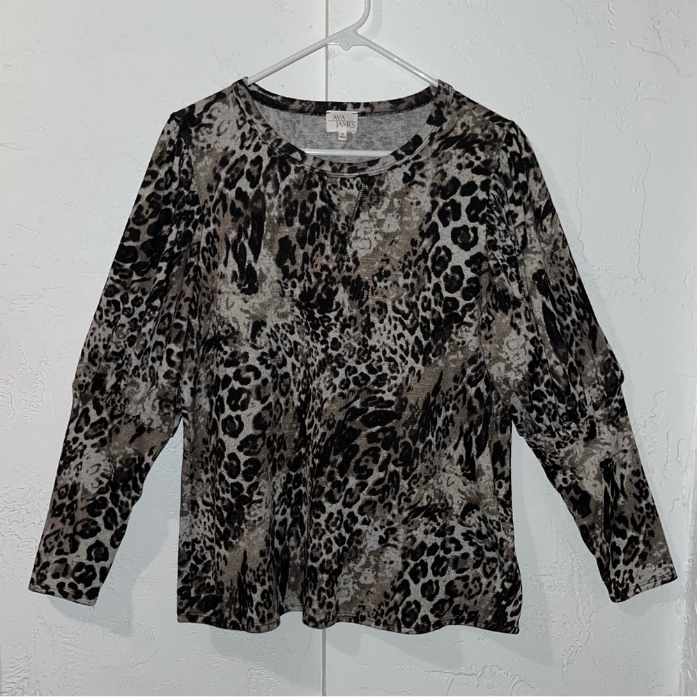 Ava James Cheetah Puff Sleeve Long Sleeve